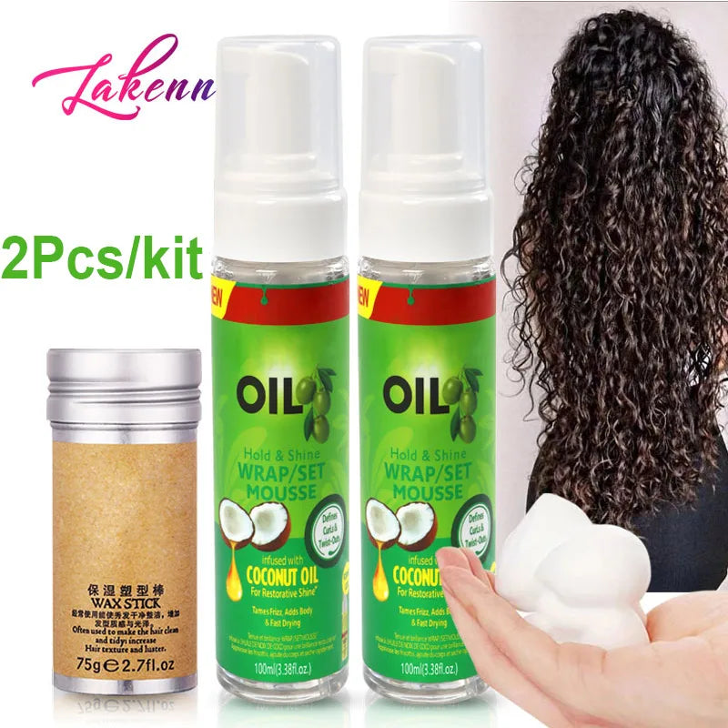 Mousse para el cabello con Control del Frizz, estilos ondulados, trenzas de Mousse, espuma hidratante de 100Ml, ratón para peinar el cabello con barra de cera para el cabello para trenzas