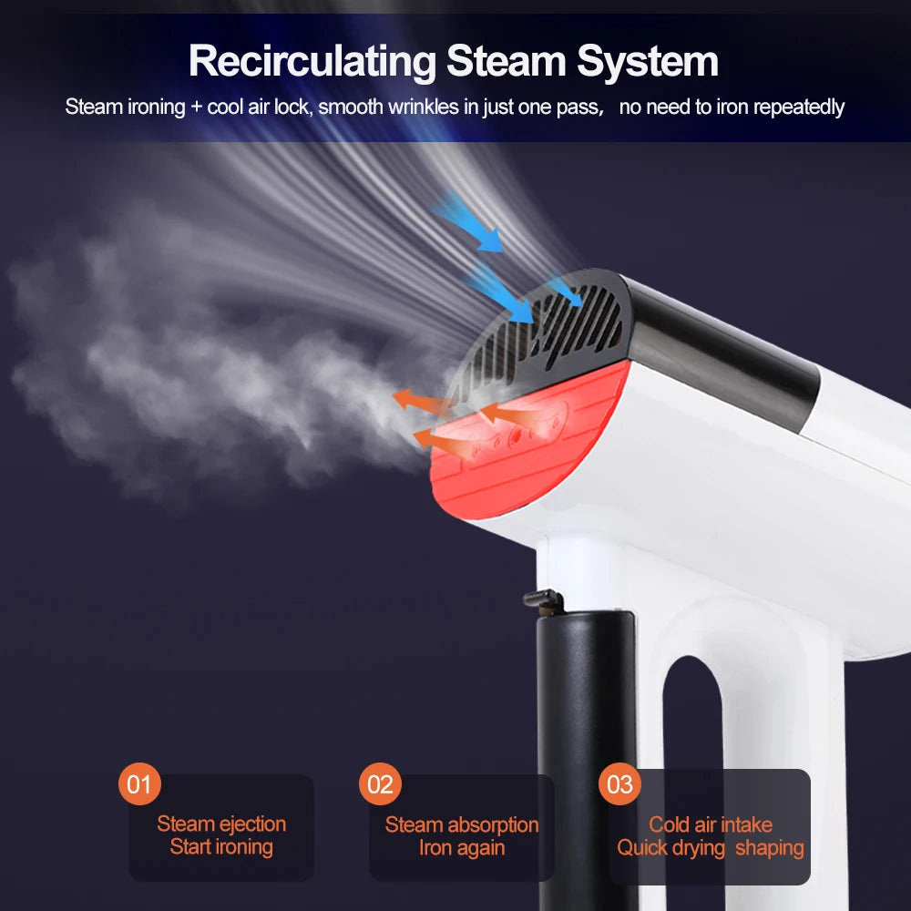 Vaporizador de ropa portátil 2 en 1 de 1000W con potente adsorción al vacío, planchado en vapor y en seco, que alisa las arrugas difíciles.
