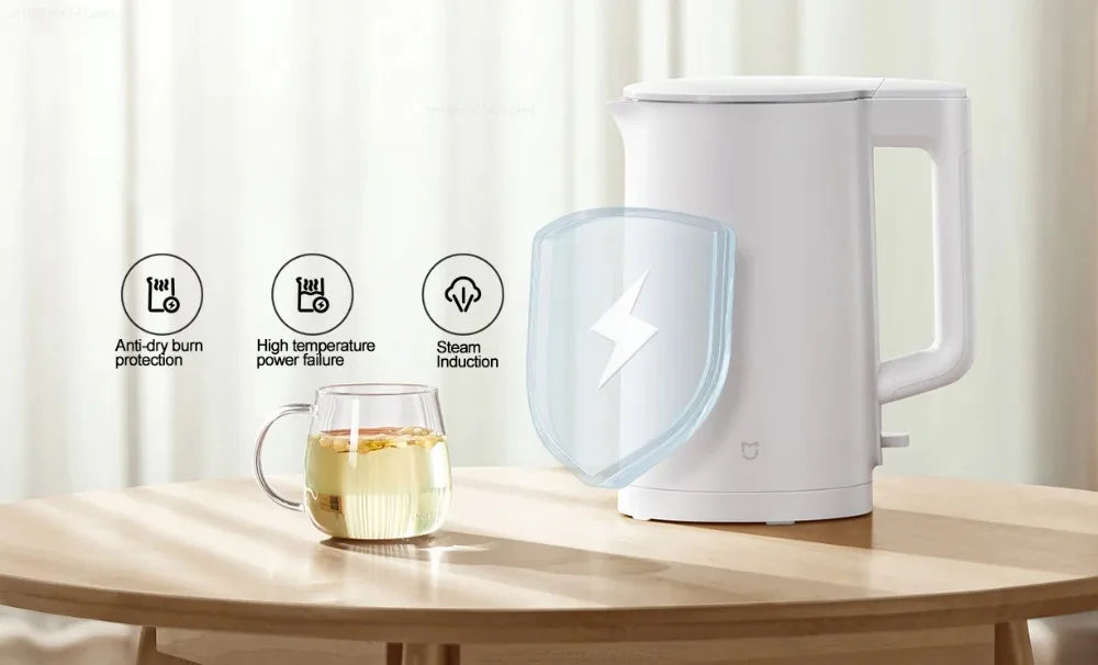Hervidor Eléctrico Mijia N1, Hervidor de Agua de Acero Inoxidable de Ebullición Rápida, 220V, Hervidores Eléctricos Inteligentes de 1.5L y 1500W para Té y Café en Casa