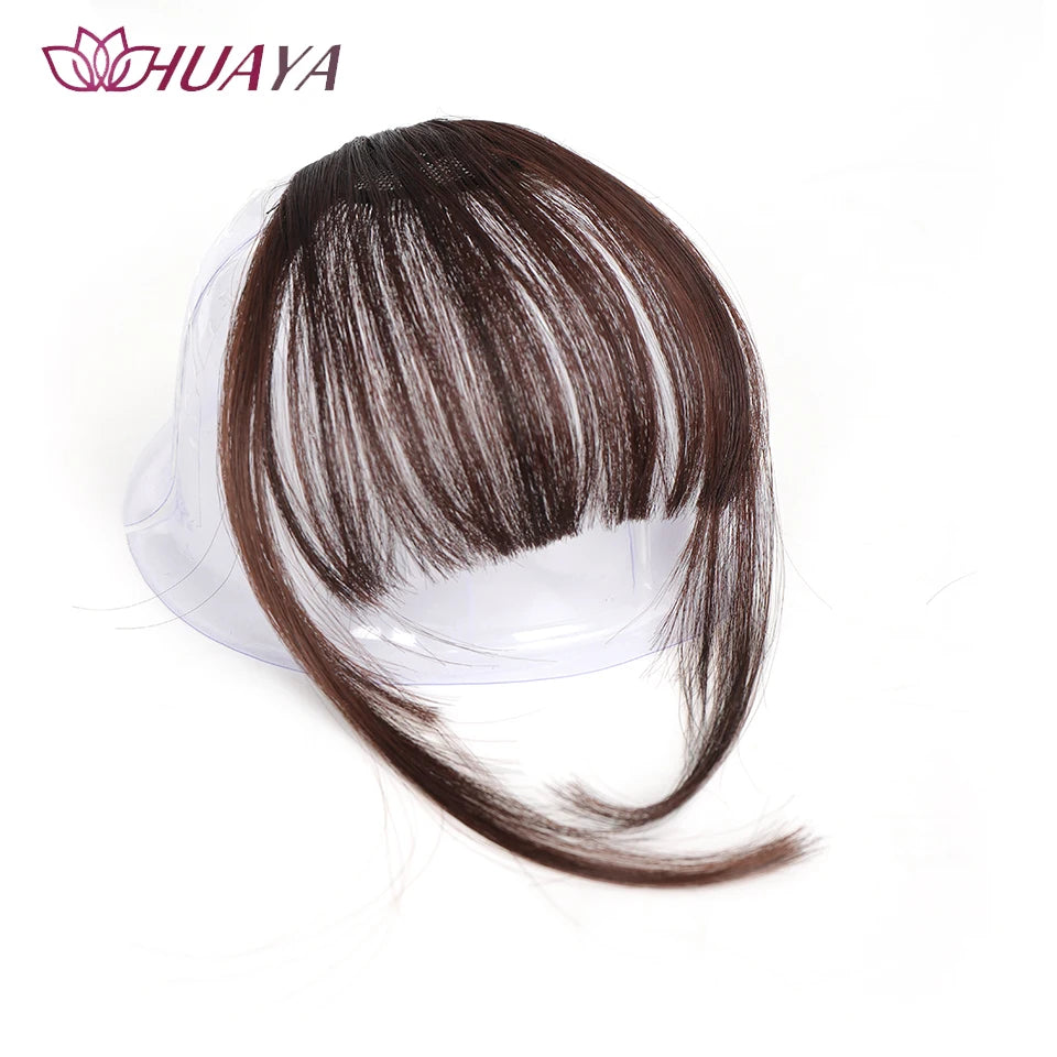 HUAYA-flequillo de aire sintético para mujer, pelo falso corto Natural, Invisible, sin costuras, extensiones de cabello frontal