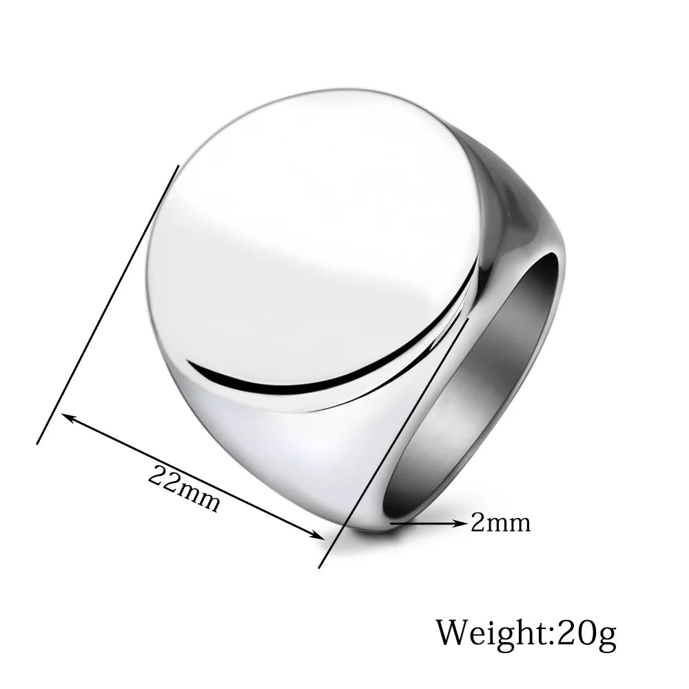 Anillo redondo con foto personalizada, anillos de acero inoxidable grabables gratis, joyería con nombre y logotipo personalizado para hombre, regalo conmemorativo familiar