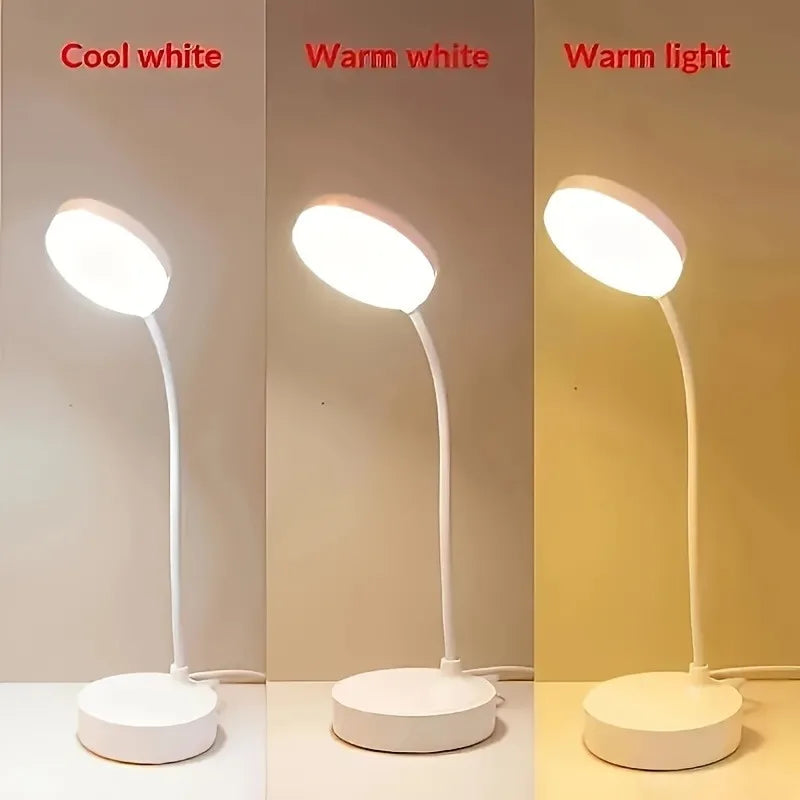 Lámpara de escritorio LED flexible con atenuador de 3 niveles, alimentada por USB, cuidado de los ojos, luz blanca cálida, perfecta para el hogar, la oficina, la lectura, el estudio