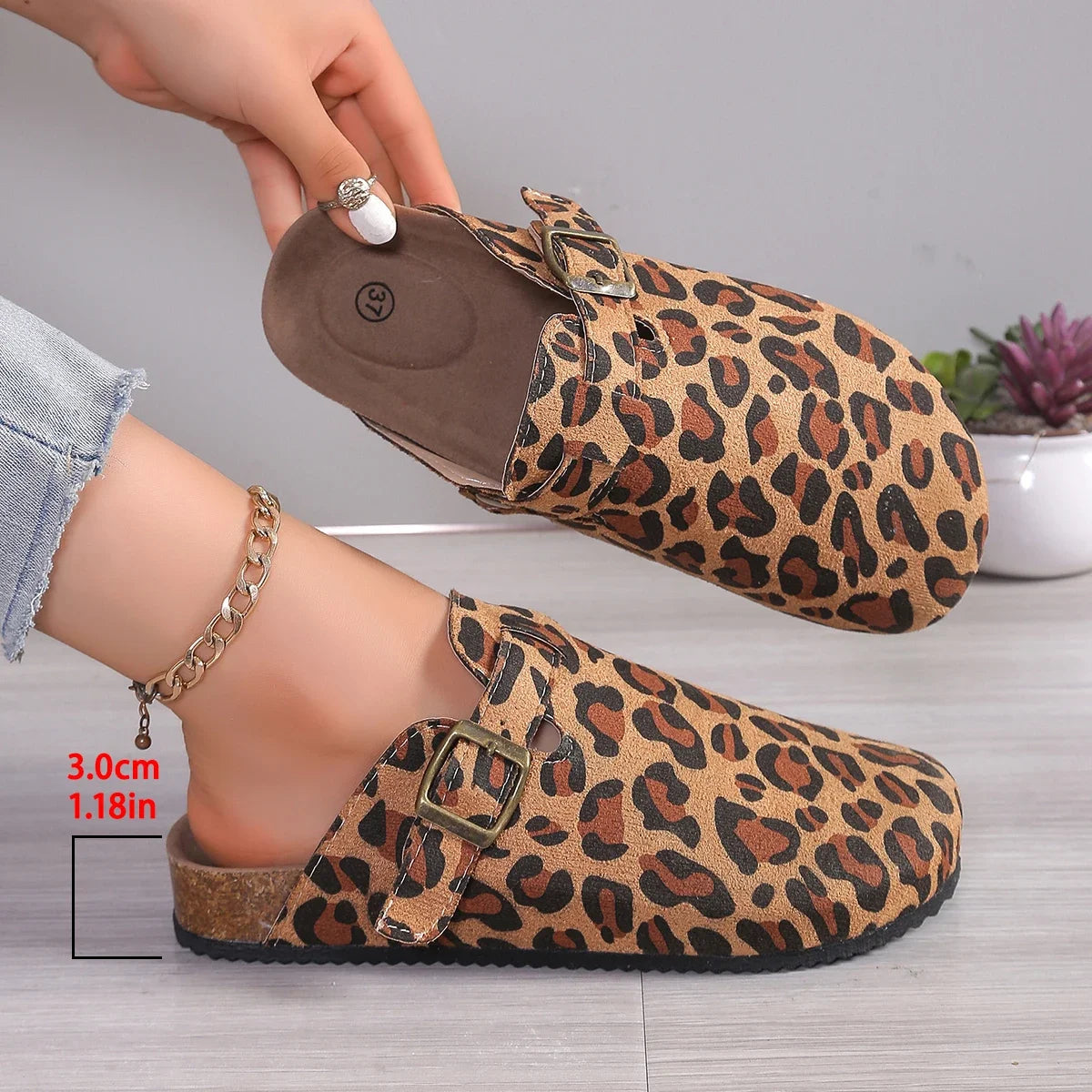 Sandalias de medio arrastre, zuecos para mujer, zapatillas de gamuza de corcho a la moda, zapatillas clásicas antideslizantes de corcho para exteriores con arco