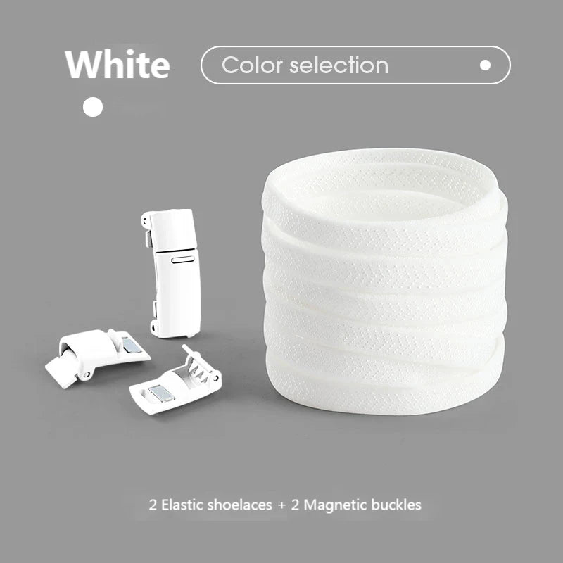 Cordones Elásticos para Zapatillas, Cordones Planos de Algodón, Cordones con Hebilla Magnética Mejorada, Cordones sin Atar para Niños y Adultos