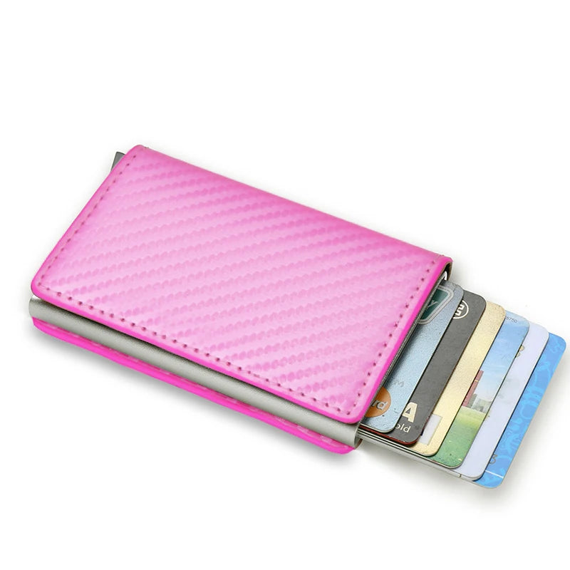 Cartera de aluminio Rfid para hombre, tarjeteros, monedero de fibra de carbono para hombre, cartera inteligente delgada de negocios, tarjetero de crédito, funda, soporte para notas