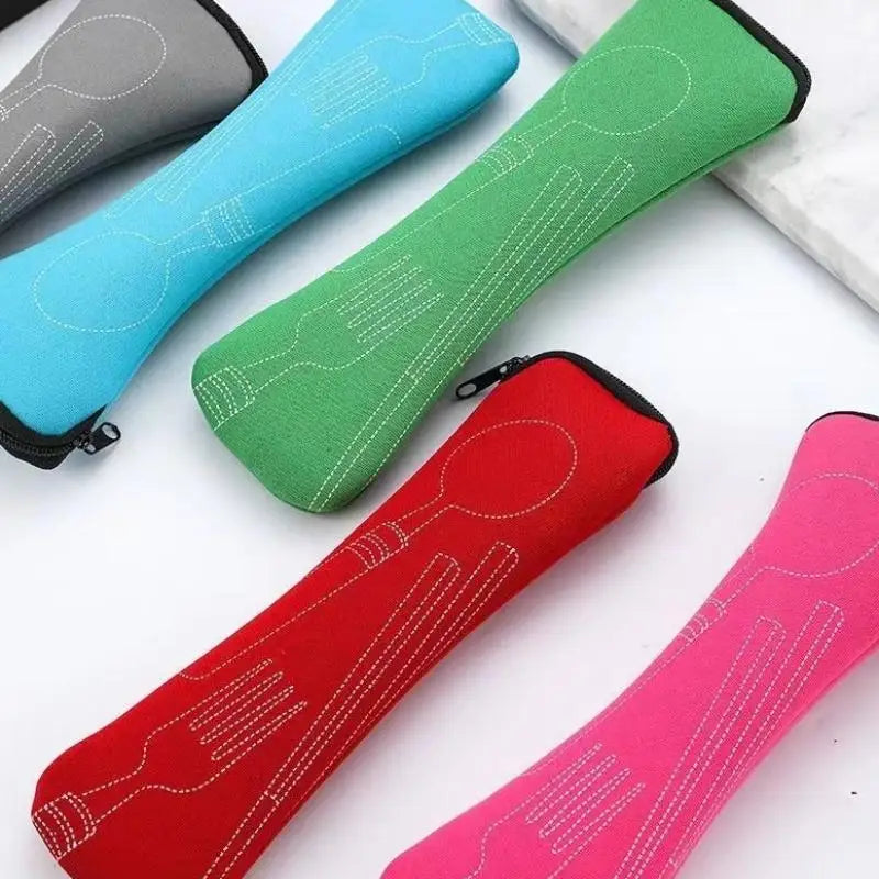 Bolsa para Cubiertos, Juego de Cubiertos Portátil para Viajes, Picnic, Embalaje de Tenedor, Bolsas de Almacenamiento para Cocina, Camping y Hogar (solo Bolsa)