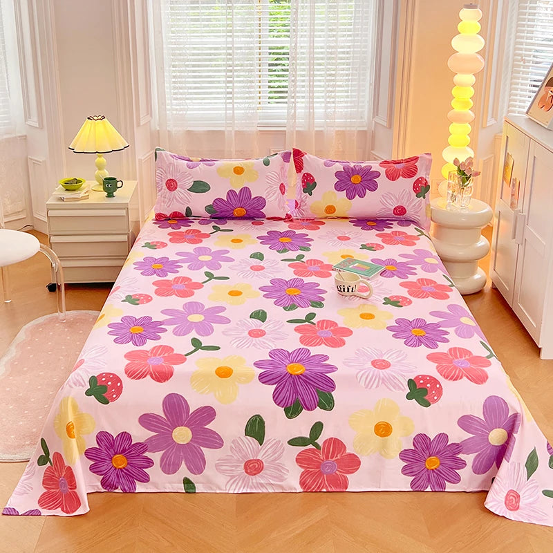Sábanas Suaves y Agradables al Tacto, Estampadas, para el Hogar, Planas, para Cama King, Queen, Individual, Doble, Transpirables, Duraderas, 1 o 3 Piezas/Juego