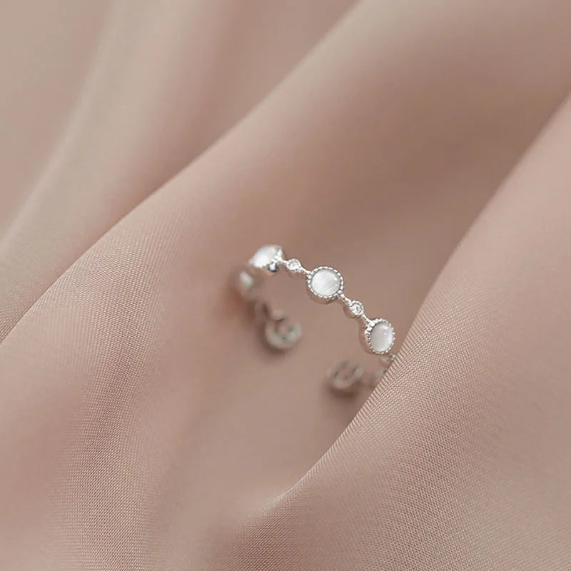 Anillo de Ópalo de Plata de Ley 925 para Mujer, Ajustable, para el Dedo Índice, Diseño Simple y Elegante, Joyería de Alta Gama, Regalo
