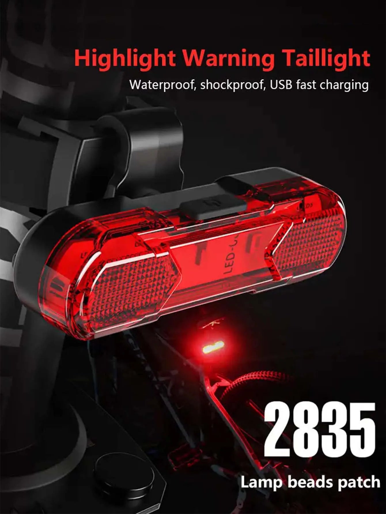 Luz Trasera LED USB para Bicicleta, Impermeable, Luz de Advertencia Trasera para Bicicleta, Luz Trasera de Seguridad para Ciclismo, Accesorios para Bicicleta de Montaña y Carretera