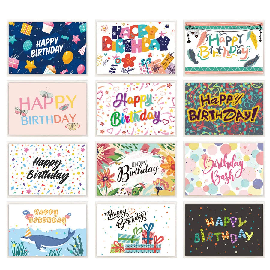 12 tarjetas con sobres, ideales para cumpleaños, Navidad, Día de la Amistad, felicitaciones, negocios y reconocimiento a empleados