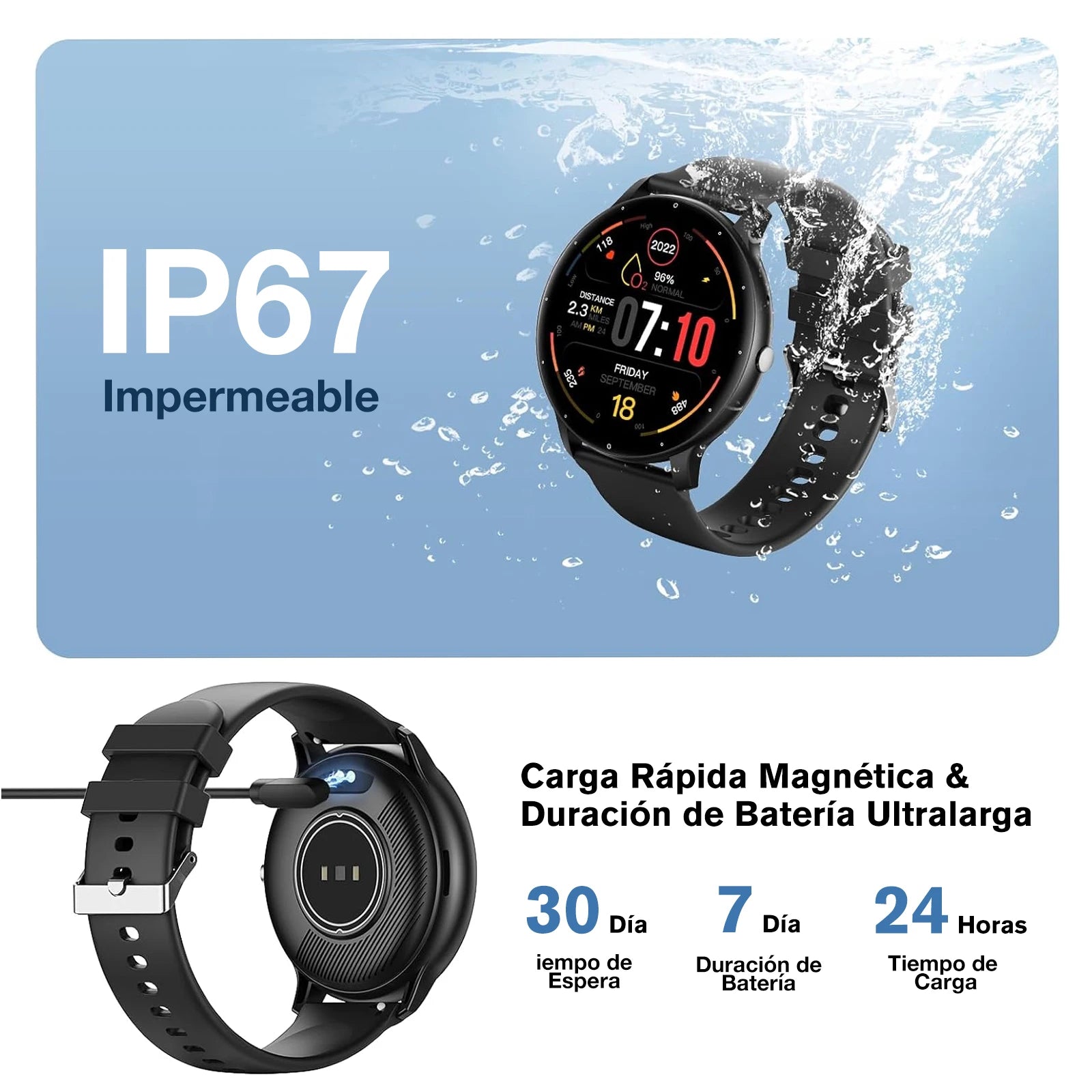 Música dos auriculares reloj inteligente hombres Bluetooth Monitor de salud reloj inteligente deportivo