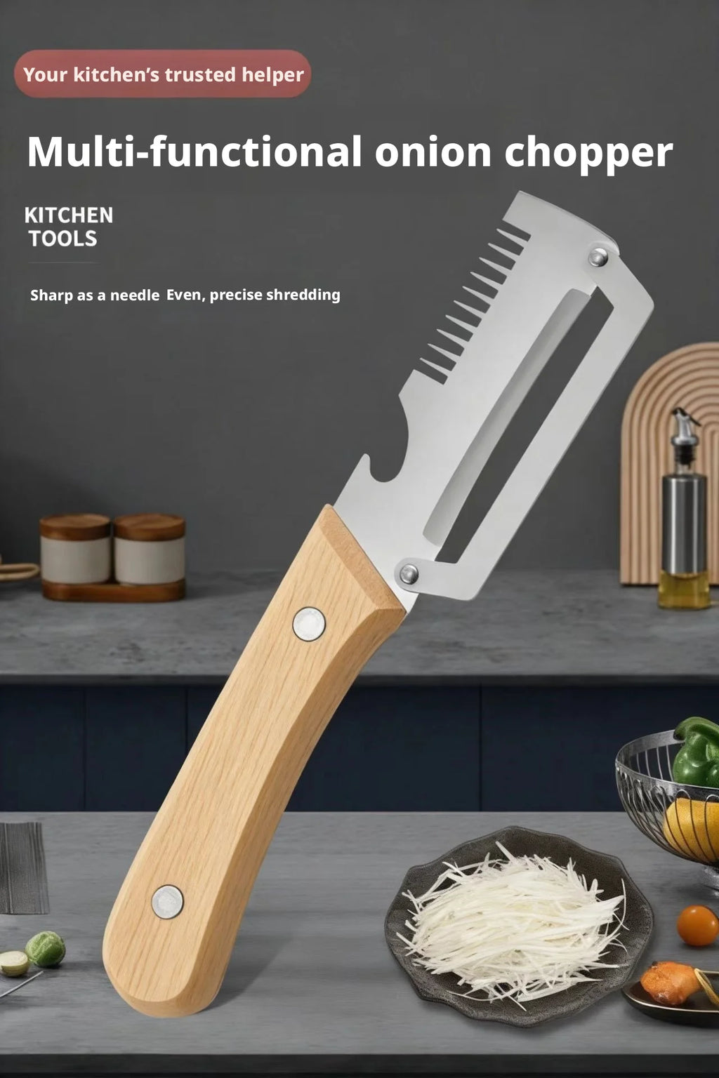Nuevo Cuchillo Pelador Ergonómico 2026 con Mango de Madera, Pelador de Verduras de Acero Inoxidable con Mango de Madera, Pelador 2 en 1 para Frutas y Patatas