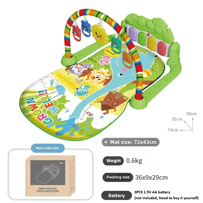 Soporte de Fitness para bebé, gimnasios y manteles de juegos de dibujos animados, estante de música, alfombra de educación temprana para bebé, estera de juego para gatear, regalos de 0 a 36 meses