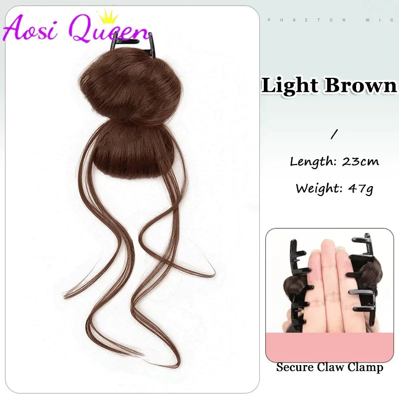 Coleta sintética de cola de caballo baja, natural y esponjosa, con pinza, para mujer, accesorio de pelo para uso diario.