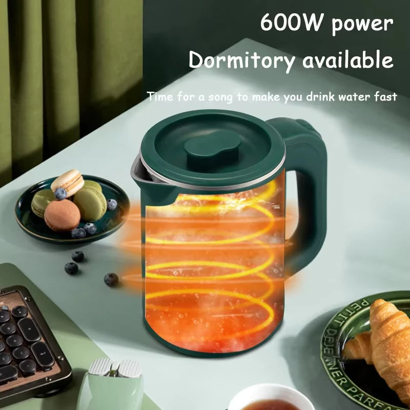 Hervidor Eléctrico Mini de 0.8L, Tetera de Acero Inoxidable 304 de Pequeña Capacidad, Hervidor Portátil para Hotel, Dormitorio, Viajes, 220V