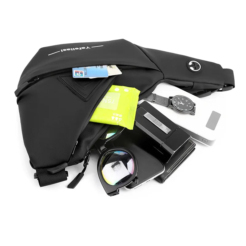 Bolso de Pecho Impermeable para Hombre, Bandolera, Mochila para Viajes Diarios, Membrana de Cuero Resistente a Salpicaduras, Ideal para Viajes Casuales