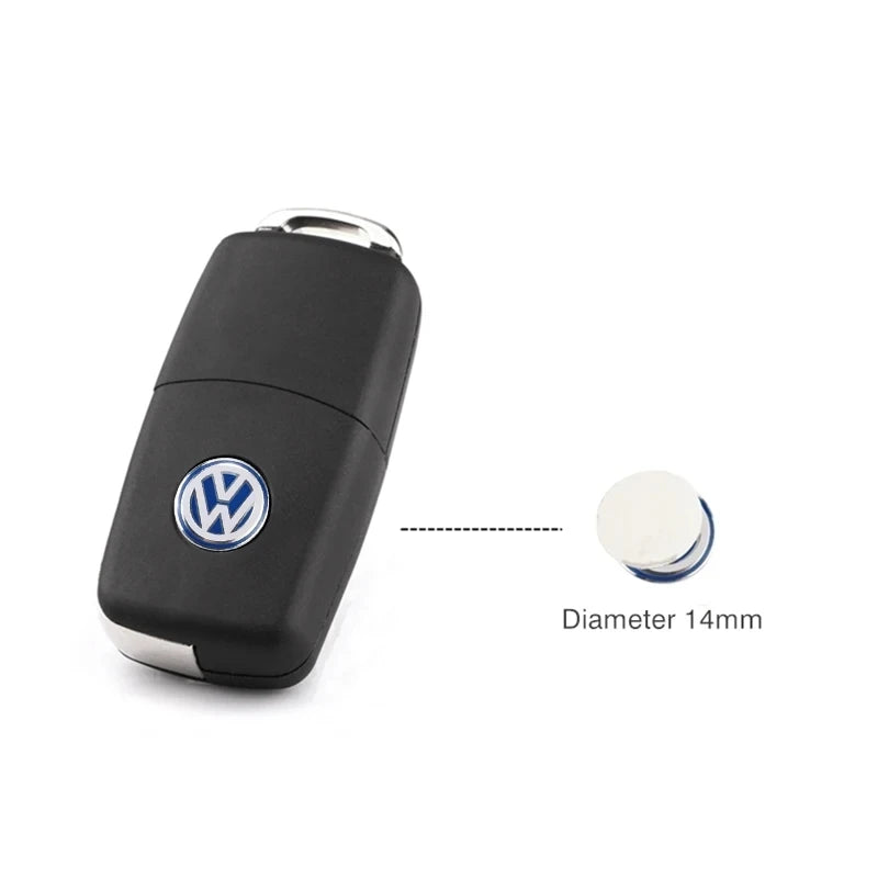 5/10 Uds. Insignia de llave remota de coche de 14MM emblema pegatinas con logotipo de Metal para VW GTI Polo Golf Passat Tiguan Arteon Touareg CC Taigo Caddy Je