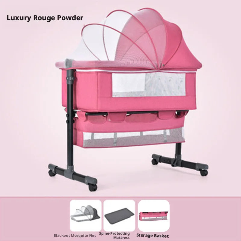 Cuna portátil 3 en 1, moisés multifuncional, cochecito plegable y ajustable, cuna acoplable, cama acoplable para bebé