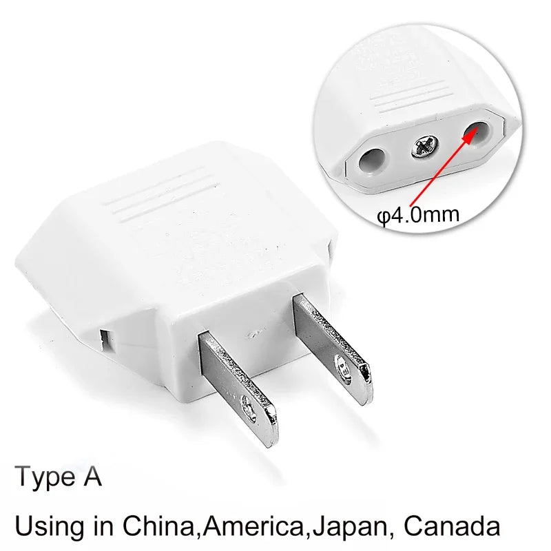 Adaptador de enchufe eléctrico estadounidense, europeo, UE a EE. UU., América, China, CN, Canadá, CA, adaptador de viaje, enchufe de 2 pines, convertidor tipo A, adaptador de corriente