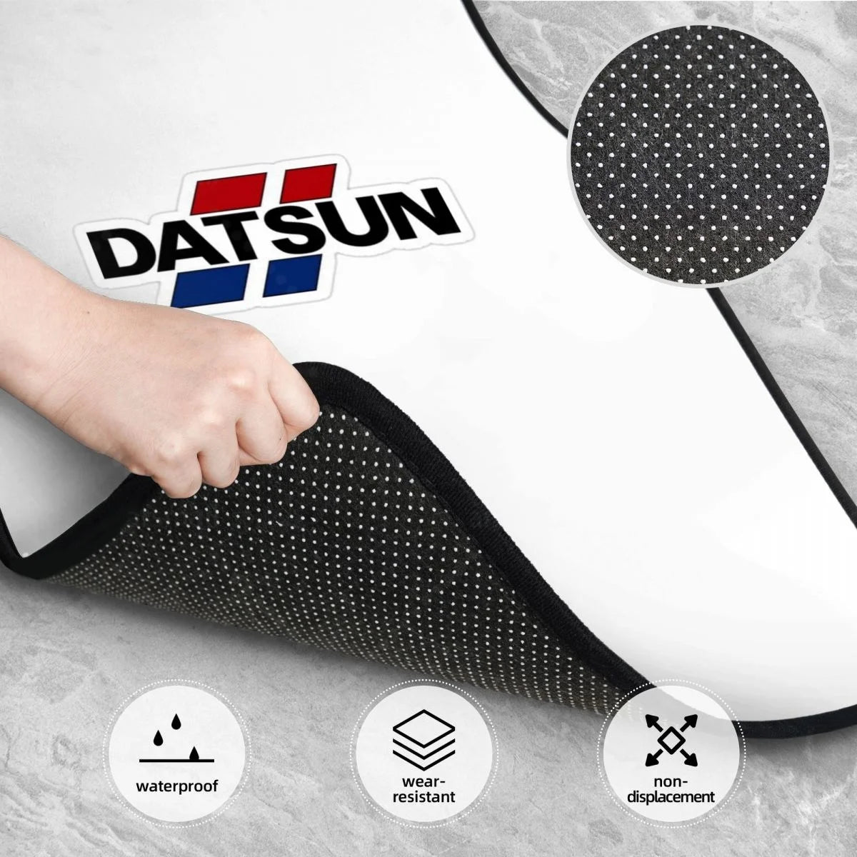 Datsun Alfombrillas de Coche Alfombras Antideslizantes Alfombras Delanteras y Traseras Alfombrillas de Coche Juego de 4 Piezas Accesorios de Decoración para Auto