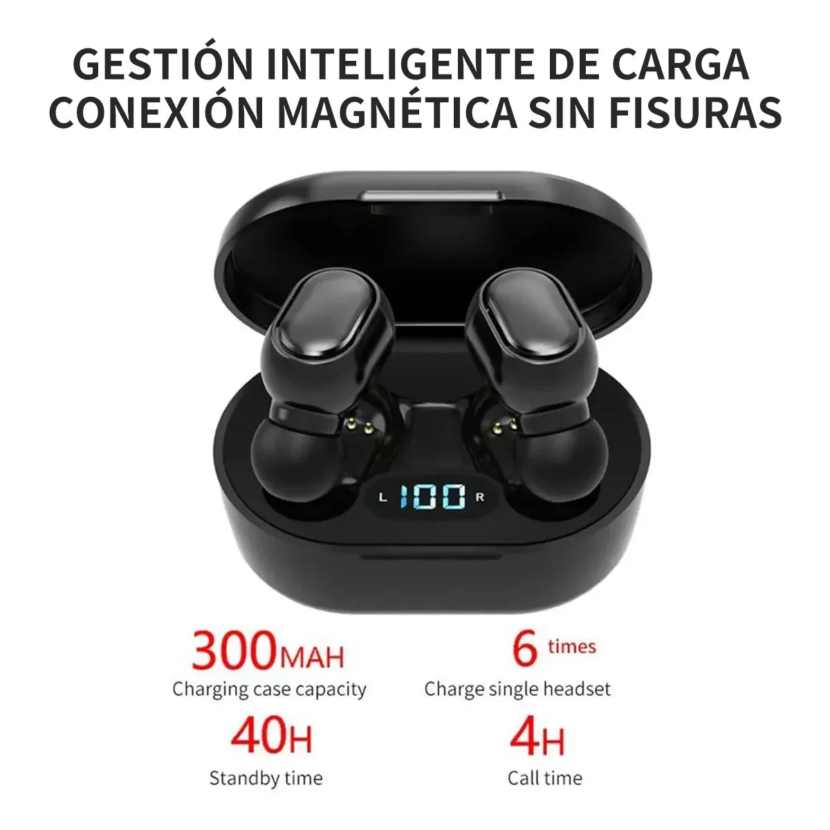 E7S Auriculares inalámbricos Bluetooth con diseño tecnológico, pantalla de alimentación con micrófono con cancelación de ruido, auriculares para coche, trabajar, deportes, entrenamiento, correr