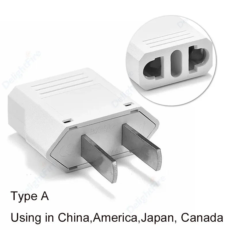 Adaptador de enchufe eléctrico estadounidense, europeo, UE a EE. UU., América, China, CN, Canadá, CA, adaptador de viaje, enchufe de 2 pines, convertidor tipo A, adaptador de corriente