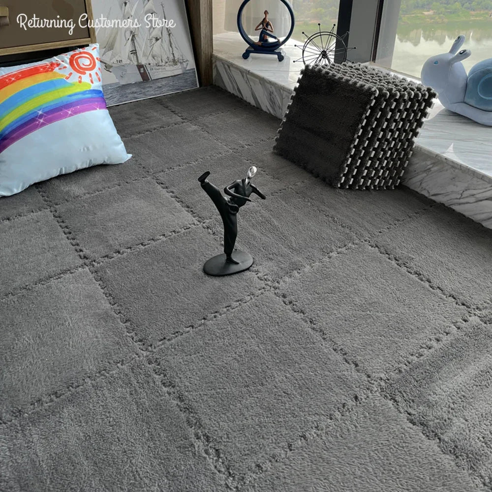 Alfombra de peluche suave de 30x30CM para niños, alfombra de juego, alfombra de rompecabezas, tapete de juego cálido, azulejos de ejercicio entrelazados, alfombra decorativa para suelo