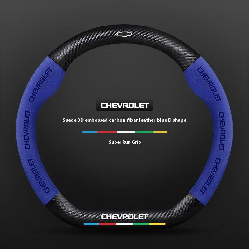 Protector para volante de coche, gamuza auténtica de fibra de carbono para Chevrolet Cruze SparkLacetti EQUINOX Onix Tracker Trailblazer Suburban