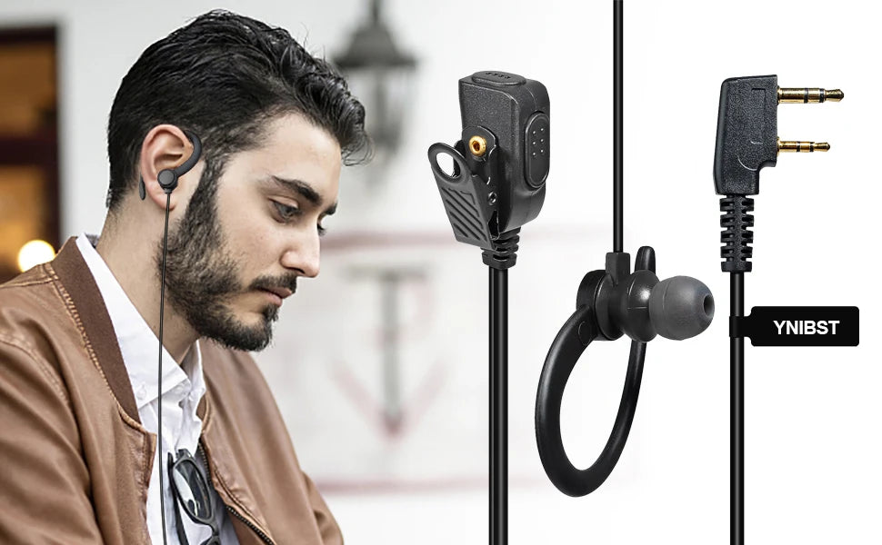 Walkie Talkie Auricular Auricular en forma de G Compatible con Baofeng UV-5R BF-888S UV-82 Kenwood Radio de 2 vías, Auriculares con micrófono PTT en línea