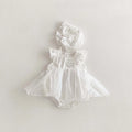 Conjunto de Ropa para Bebé Niña de 0 a 2 Años, 2026, Body Blanco con Estampado Floral Tridimensional y Gorro, 2 Piezas