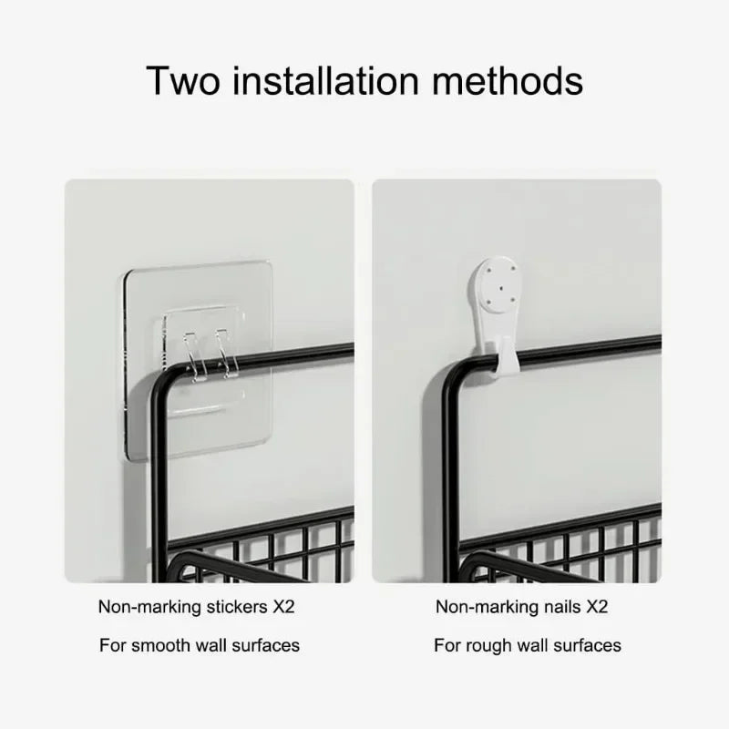 Cesta de almacenamiento para colgar en la pared, organización del fregadero del baño, organizador de puertas de gabinete, cesta para cocina, estante de almacenamiento de verduras