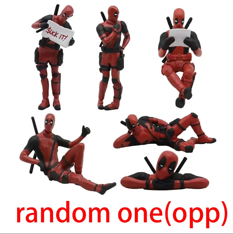 6 muñecos de acción nuevos de Deadpool y Wolverine, figura de Deadpool, modelo sentado, muñeco de los X-Men, colgante para coche, accesorios para coche, juguete para niños, regalo.