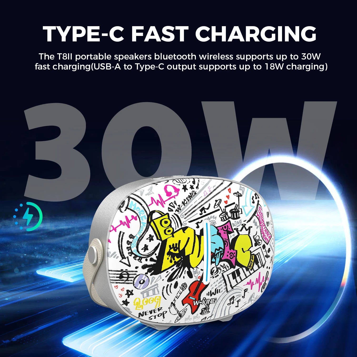 W-KING T8II Altavoces Bluetooth portátiles Boombox inalámbrico para exteriores, sonido de graves/cristales pesados, 2 subwoofers, carga rápida, BT5.4