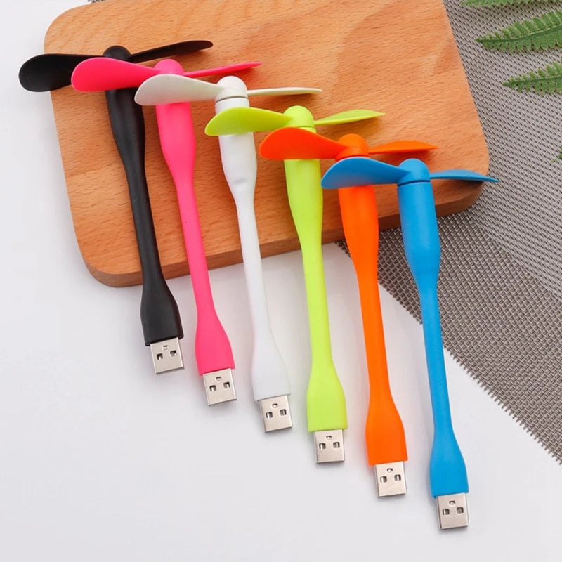 Mini ventilador USB, ventilador de refrigeración Flexible para banco de energía, portátil, PC, cargador de CA, ventilador de mano portátil, dispositivo de verano para ordenador