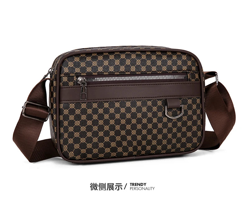 Bolso de hombro con estampado de moda para hombre, bandolera de mensajero de piel sintética, bolso de estilo Vintage para hombre, bolso de hombro, regalo para hombre