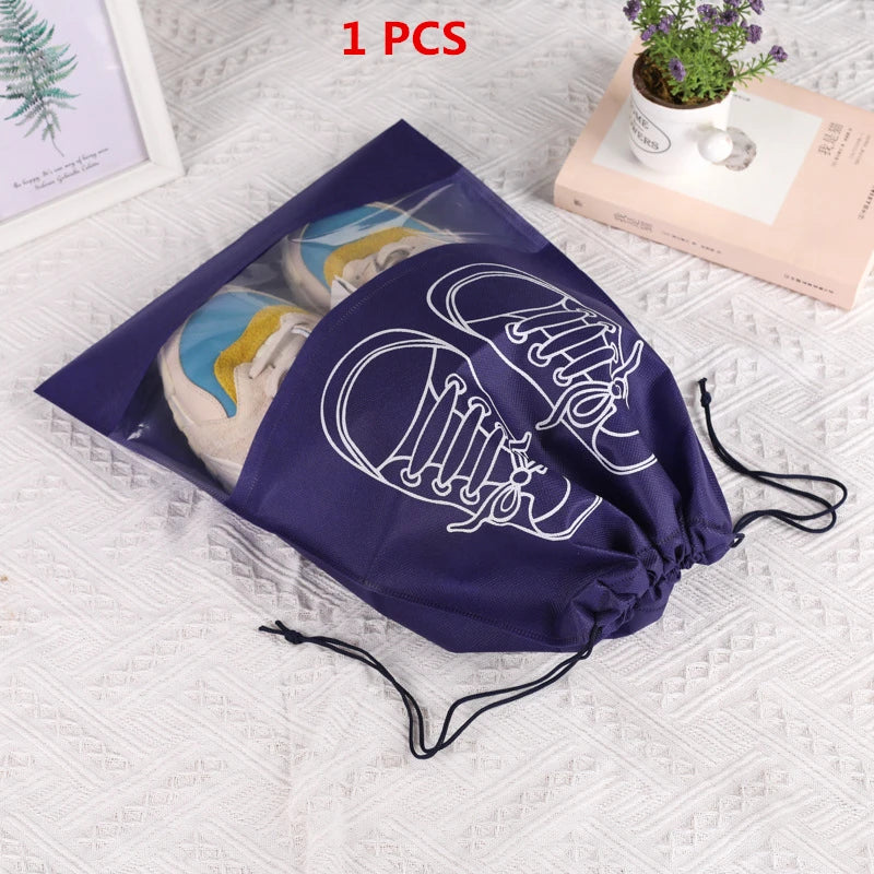 Organizador de zapatos Visible, bolsa de almacenamiento con cordón no tejido grueso a prueba de polvo, bolsa de viaje para ropa, bolsos de almacenamiento, 1/3/5 Uds.