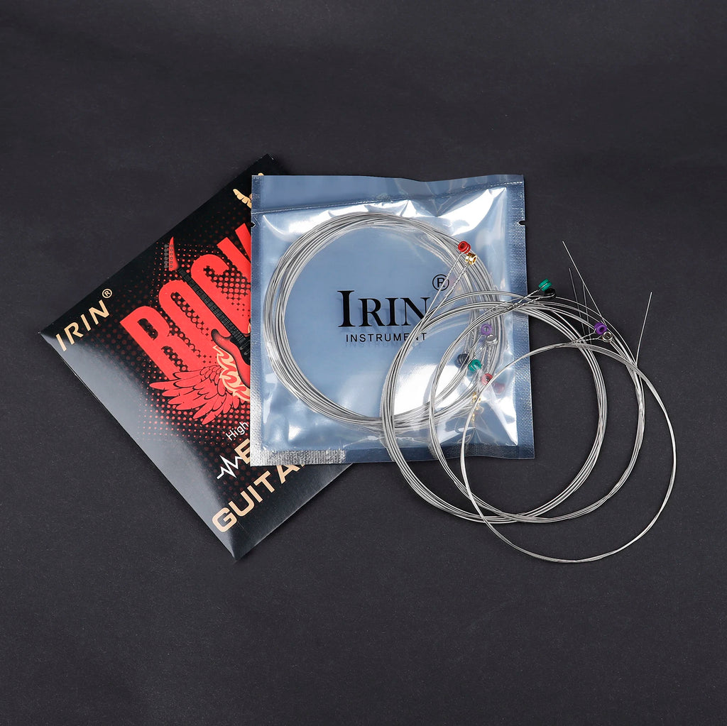 Cuerdas de guitarra eléctrica IRIN E680, 1-6 cuerdas de alambre de acero inoxidable, accesorios para instrumentos musicales de guitarra eléctrica plateada