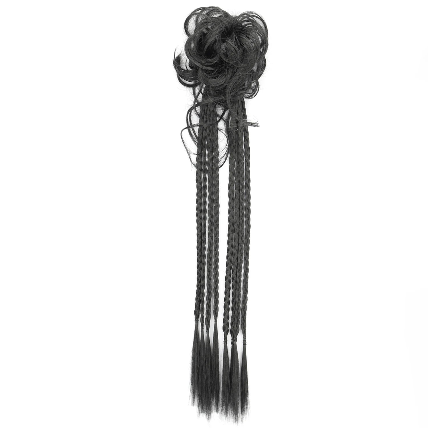 Postizo de Cabello Sintético para Moño Despeinado, Rubio y Castaño, Estilo Y2K, Trenza Desordenada y Rizada, Banda Elástica para el Cabello, Piezas de Cabello Falso para Mujer