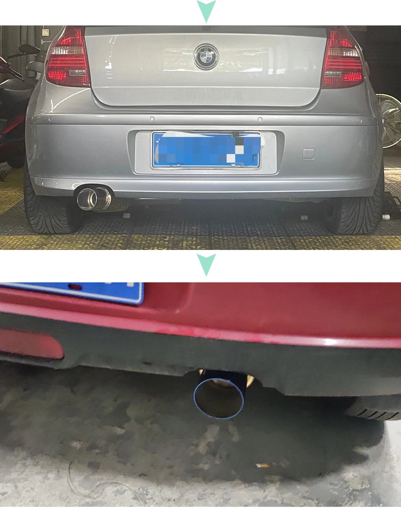 Tubo de escape de coche, piezas modificadas, silenciador HKS, tubo de escape recto, salida Universal 89MM, plata brillante, azul, acero inoxidable 51 63 76mm apto