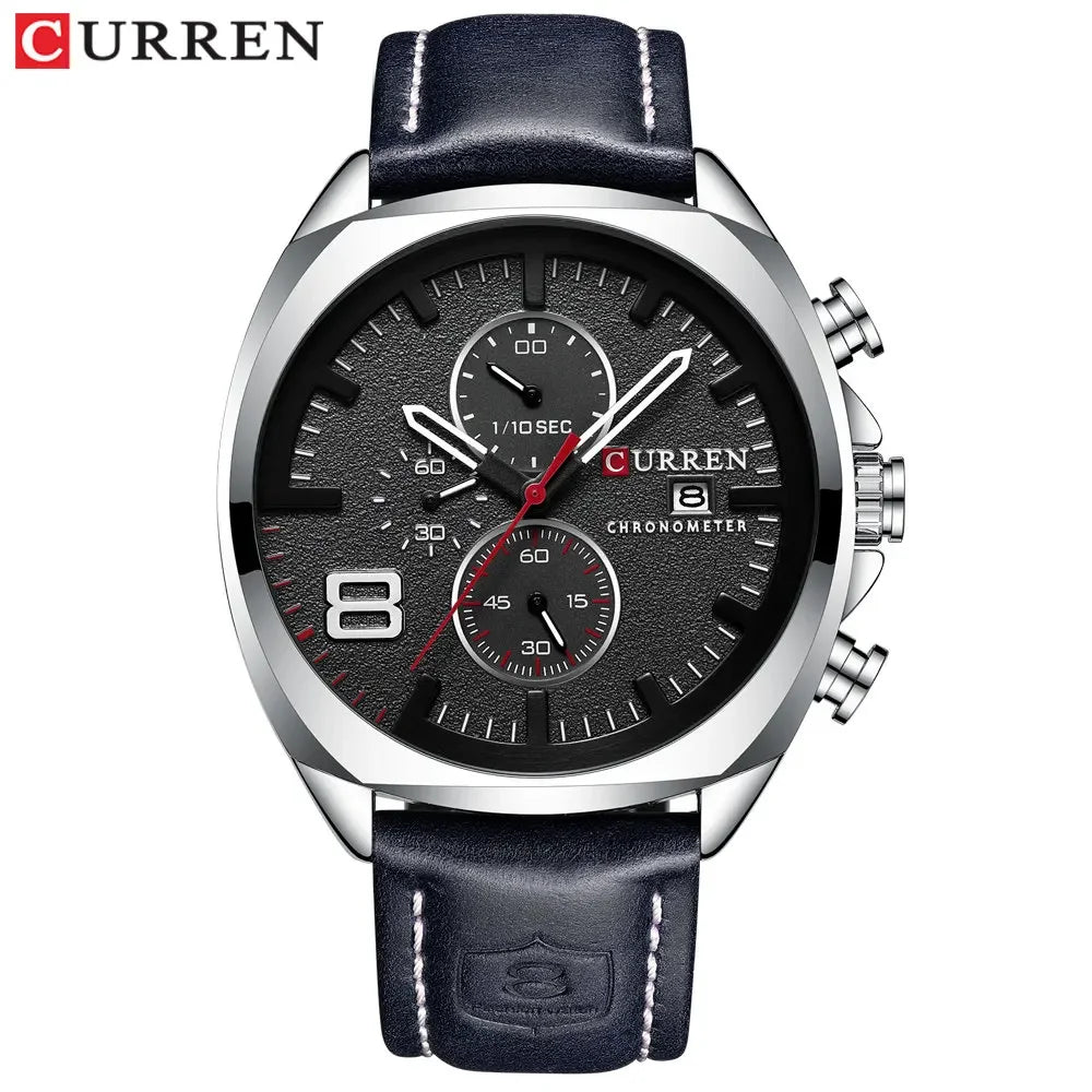 Reloj CURREN para hombre, reloj de pulsera de lujo, relojes de pulsera de cuarzo, relojes de cuero de moda estilo Punk para hombre, reloj Masculino
