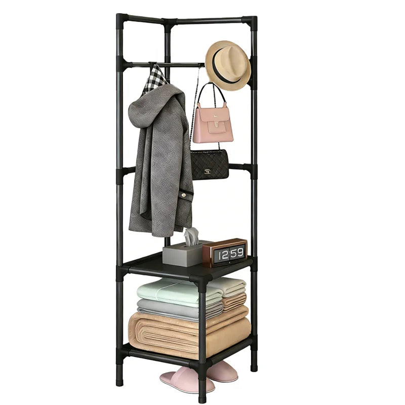 Perchero de Esquina Multicapa - Organizador de Ropa y Accesorios con Estantes, Ideal para Entrada, Dormitorio y Baño