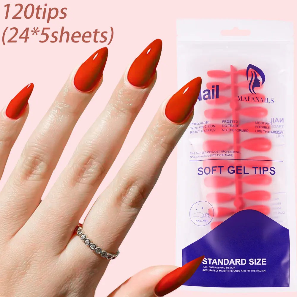 120 Uñas Acrílicas Francesas Cuadradas Medianas y Largas, Uñas Postizas Francesas de Cobertura Completa para Mujer, Uñas Postizas de Diferentes Tamaños
