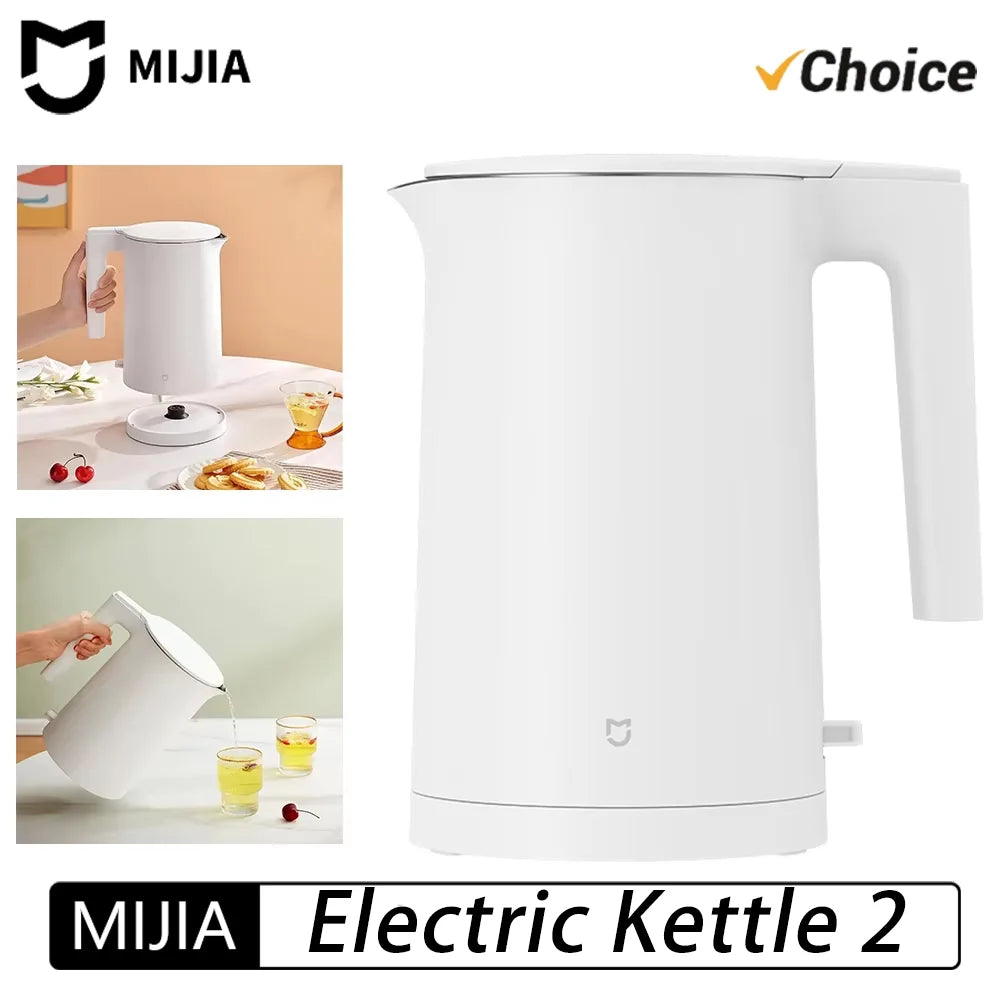Nuevo Hervidor Eléctrico Mijia 2, 1800W, Calentamiento Rápido, Acero Inoxidable 304 de Doble Capa, Anti-quemaduras, STR, 1.7L