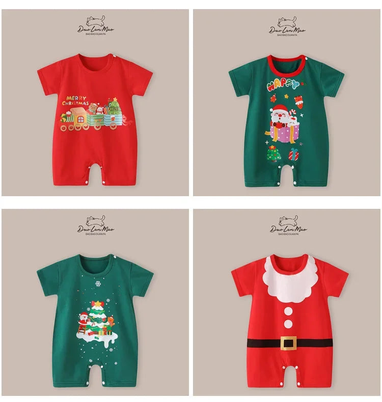Peleles finos para bebés recién nacidos, mono de manga corta para niñas, mono para niños pequeños, disfraz de primera Navidad de verano