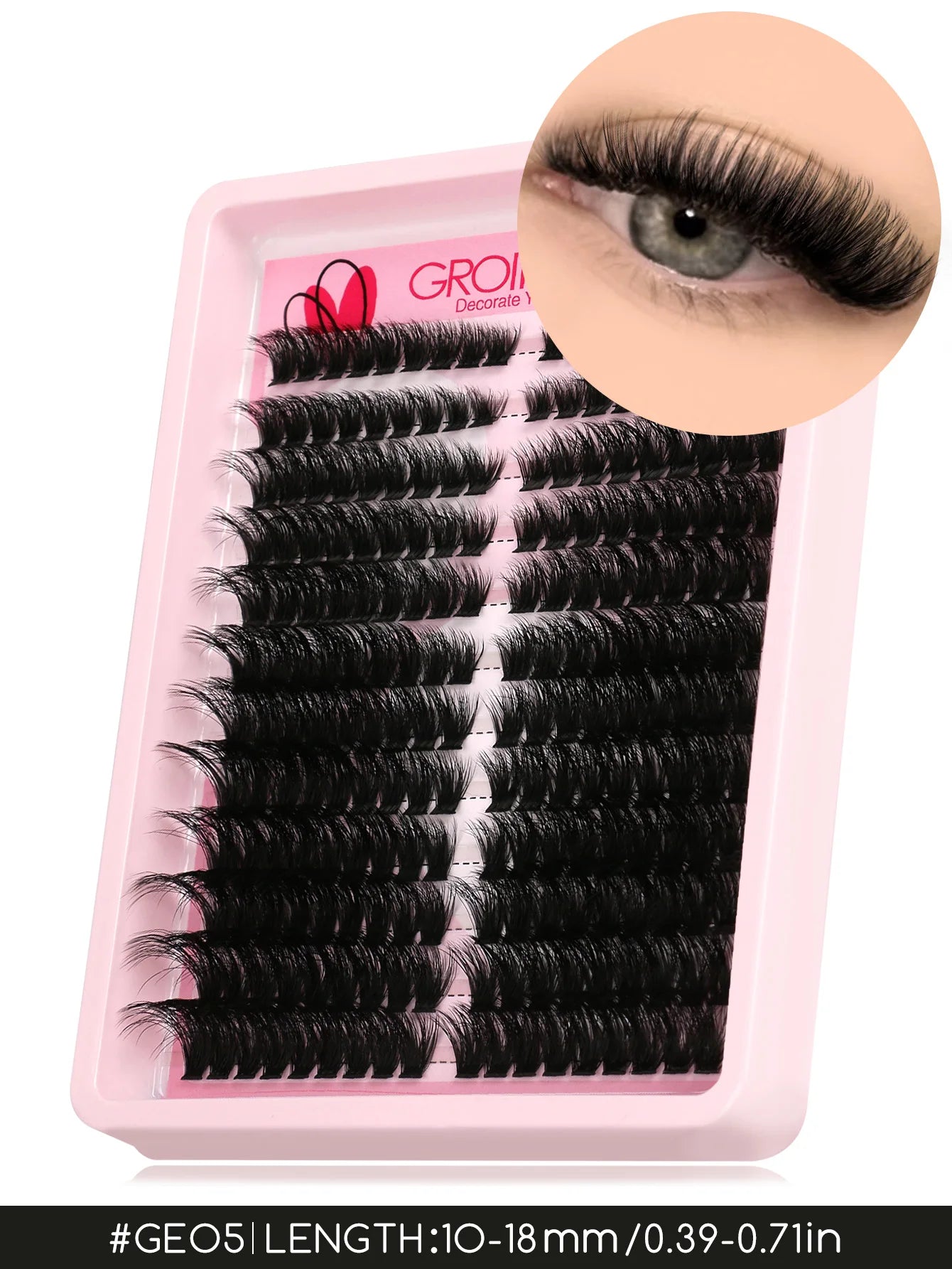 GROINNEYA grupos de pestañas pestañas de gato extensiones de pestañas individuales tenues volumen grupos esponjosos pestañas DIY maquillaje de pestañas