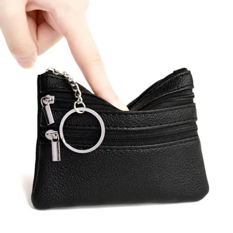 Monedero de Cuero PU 2025 Nuevo con Llavero, Monedero Impermeable con Cremallera, Resistente al Desgaste, Tarjetero para Hombre