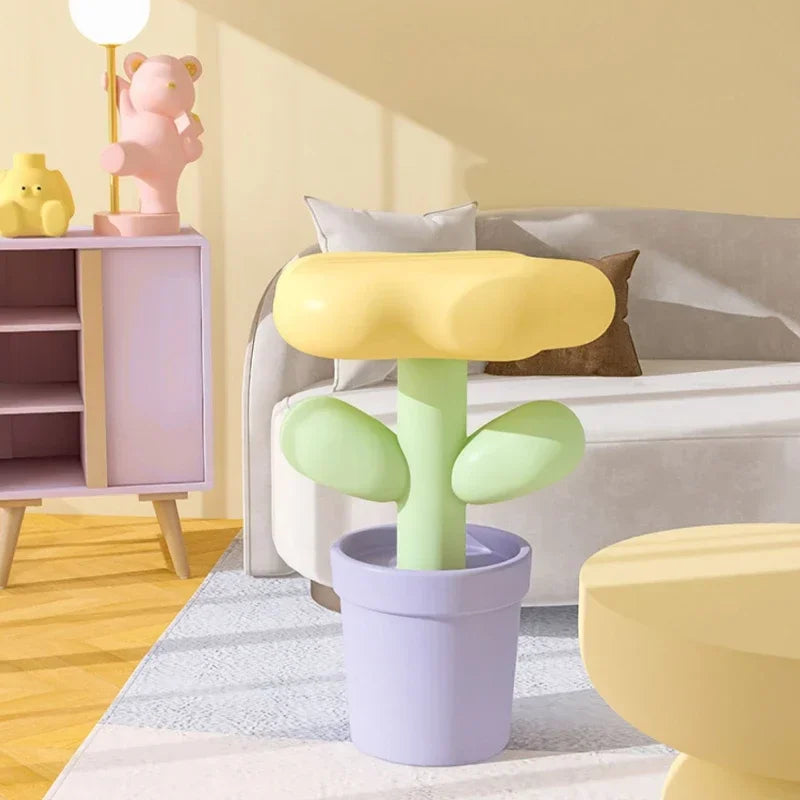 Mesa Auxiliar de Resina con Forma de Tulipán - Macetero Creativo, Decoración Original para Sala de Estar y Dormitorio