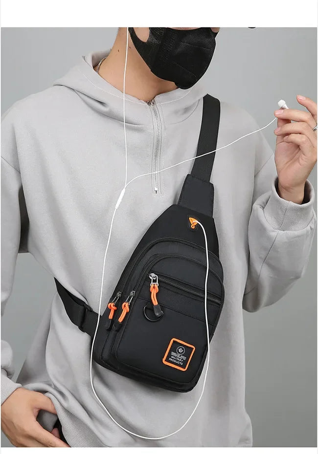 Riñoneras informales con estilo para hombre, bolso de pecho para hombre, bolso de pecho a la moda, bolso de hombro tipo bandolera de tela Oxford ligero