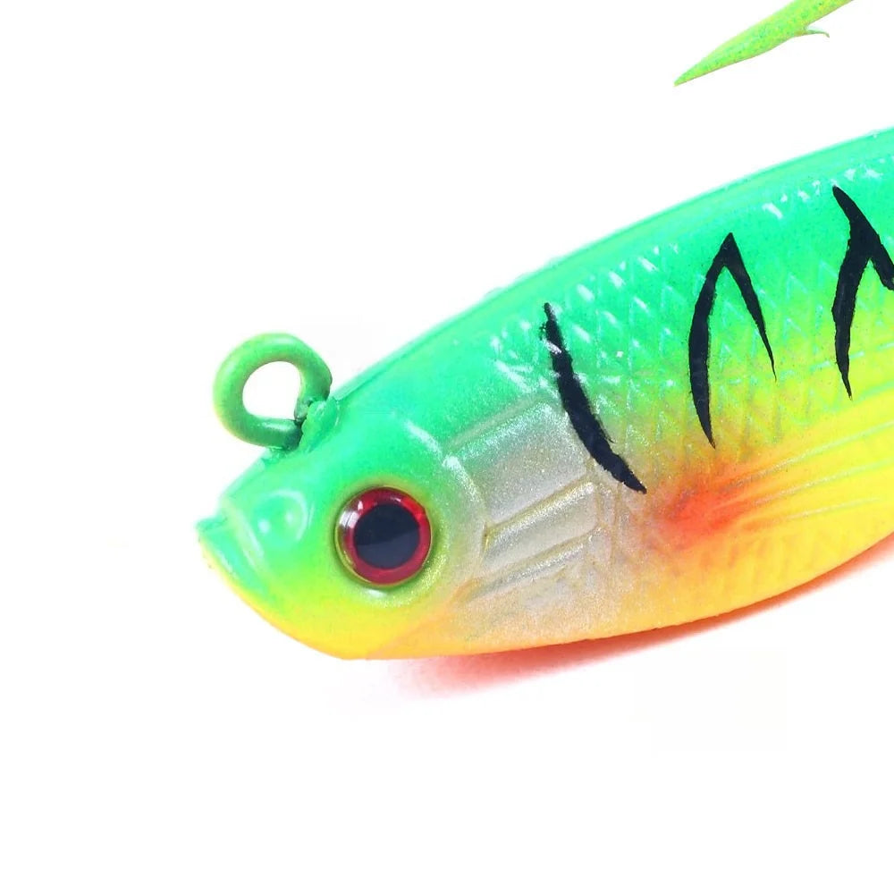 1 señuelo de pesca artificial portátil y realista con cabeza de plomo de colores, 8cm-10g, para pesca en hielo de invierno