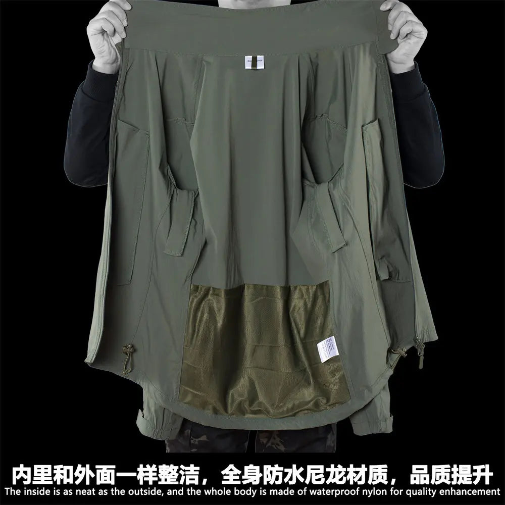 Chaqueta táctica delgada de nylon para exteriores, modelo Tr RG Light Cavalry, impermeable, con capucha, tipo softshell, para asalto.